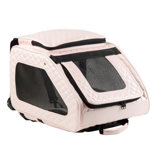 RIO Pink Quilted Rolling Carrier 3 in 1 carrier! Airline Approved Carrier, Back Pack, and Car Seat!!